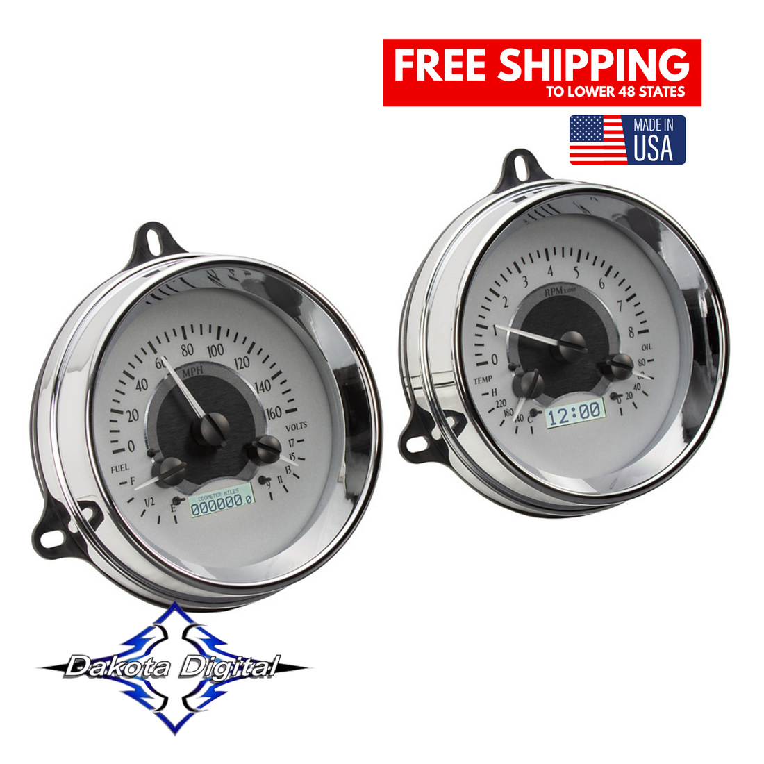Dakota Digital 1954-1955 1st Chevrolet Truck VHX Gauge Cluster-Silver Background /White Illumination VHX-54C-PU-S-W