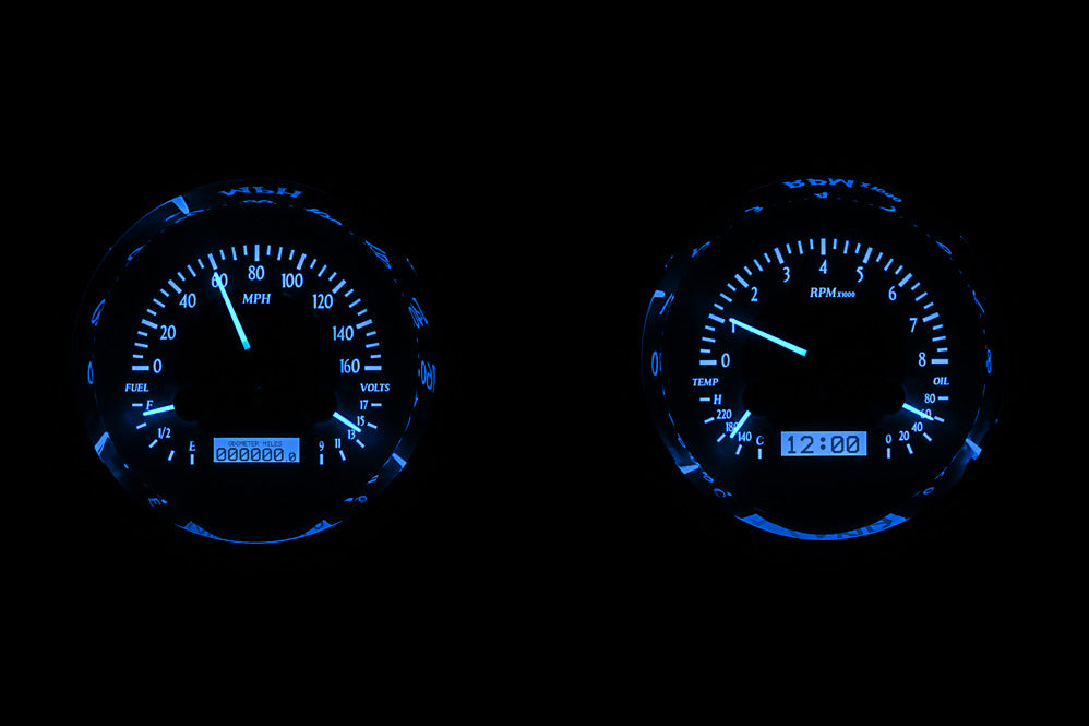 Dakota Digital 1954-1955 1st Series Chevrolet & GMC Truck VHX Instrument Gauge Cluster-Carbon Background / Blue Illumination VHX-54C-PU-C-B