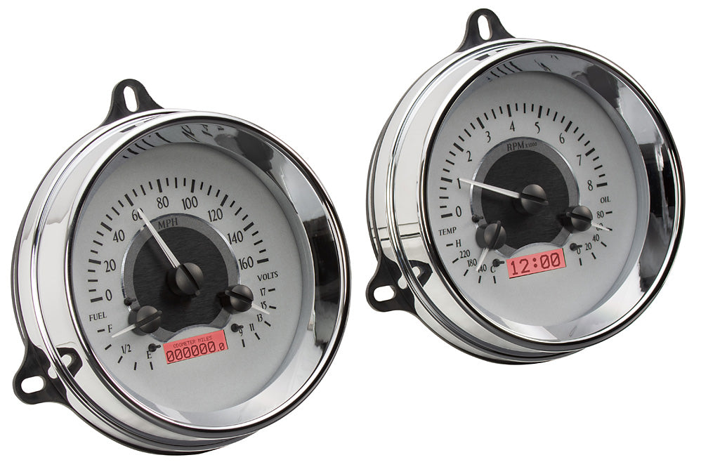Dakota Digital 1954-1955 1st Series Chevrolet & GMC Truck VHX Instrument Gauge Cluster-Silver Background / Red Illumination VHX-54C-PU-S-R