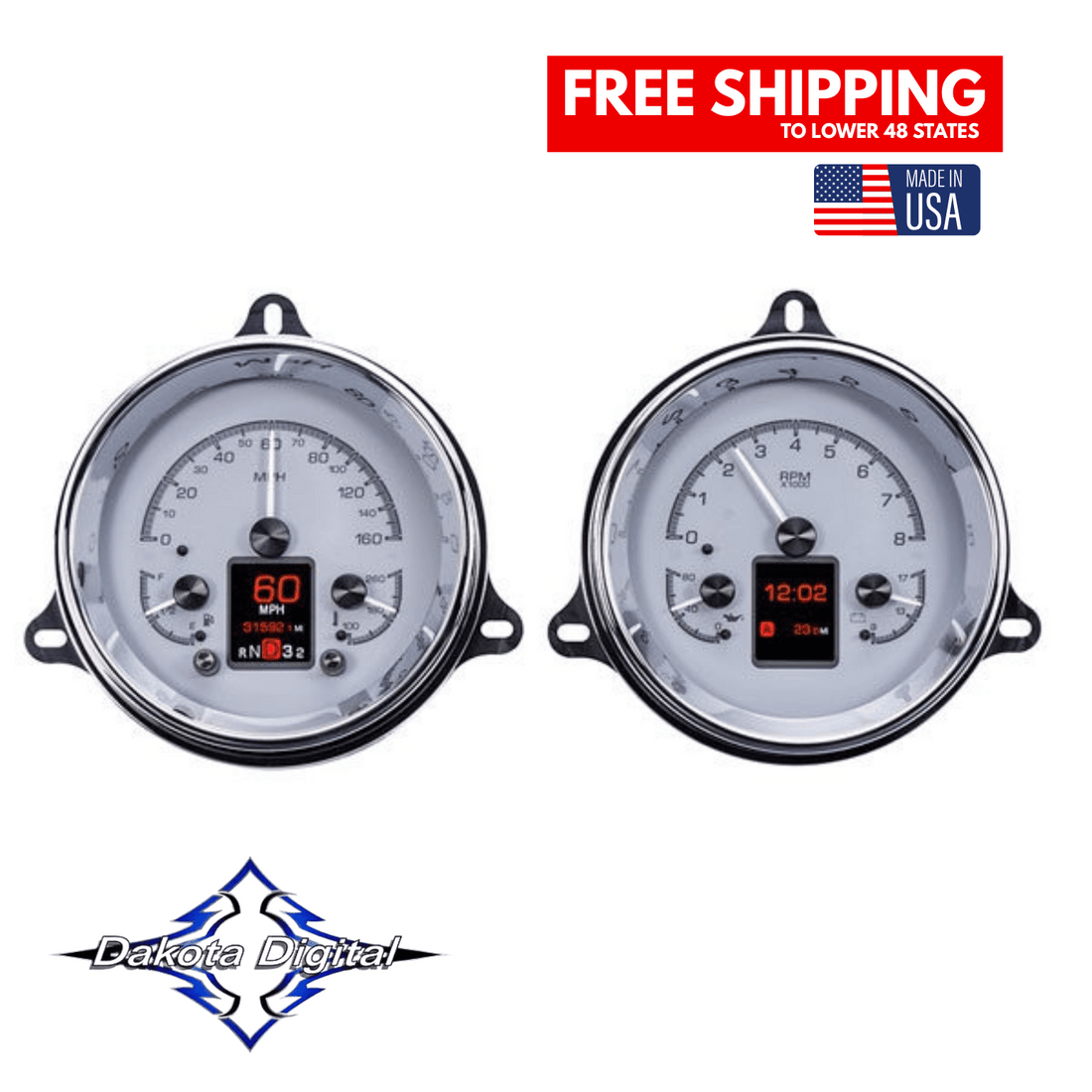 Dakota Digital 1954-1955 1st Series Chevrolet Truck HDX Instrument Gauge Cluster-Silver Alloy Face HDX-54C-PU-S Tuckers Classic Auto Parts