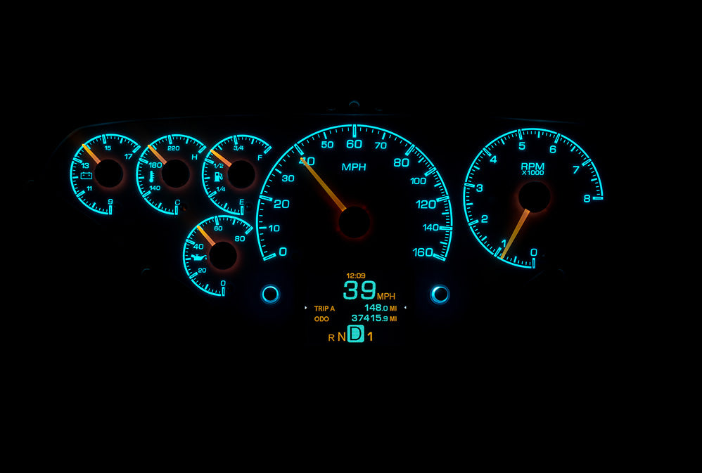 Dakota Digital 1955-1959 Chevrolet Truck HDX Instrument Gauge Cluster-Black Alloy Face HDX-55C-PU-K