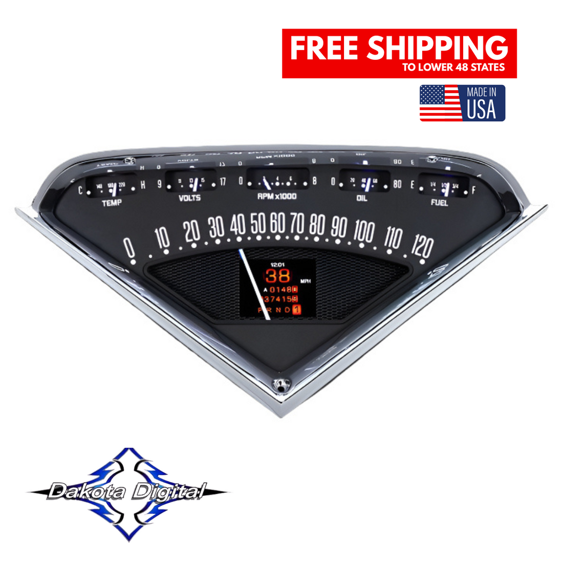Dakota Digital 1955-1959 Chevrolet Truck RTX Instrument Gauge Cluster RTX-55C-PU-X Second Series Chevy Truck Electronic Gauges