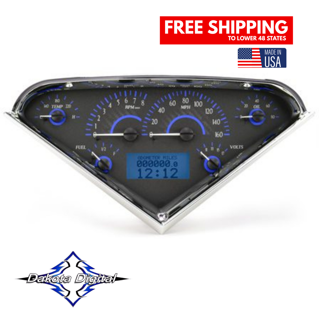 Dakota Digital 1955-1959 Chevy Truck VHX Instrument Gauge Cluster-Carbon Fiber Background / Blue Illumination VHX-55C-PU-C-B Tuckers Classic Auto Parts