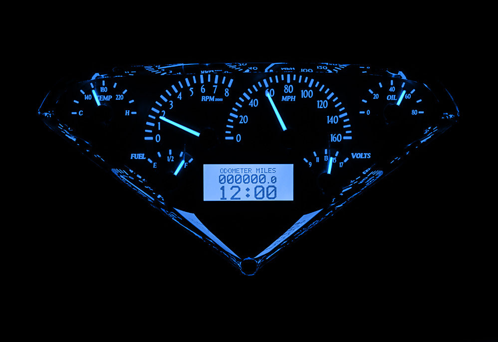 Dakota Digital 1955-1959 Chevrolet Truck VHX Instrument Gauge Cluster-Carbon Fiber Background / Blue Illumination VHX-55C-PU-C-B
