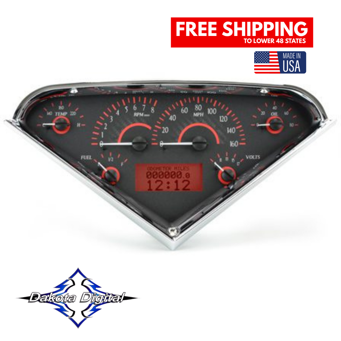 Dakota Digital 1955-1959 Chevrolet Truck VHX Instrument Gauge Cluster-Carbon Fiber Background / Red Illumination VHX-55C-PU-C-R Tuckers Classic Auto parts