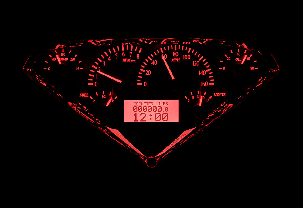 Dakota Digital 1955-1959 Chevrolet Truck VHX Instrument Gauge Cluster-Carbon Fiber Background / Red Illumination VHX-55C-PU-C-R