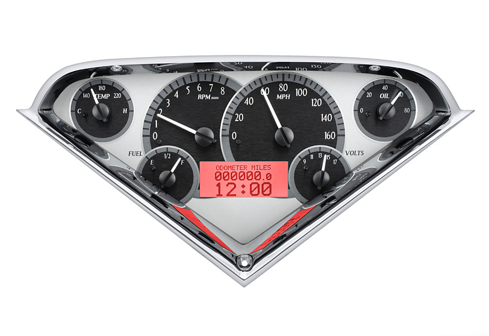 Dakota Digital 1955-1959 Chevrolet Truck VHX Instrument Gauge Cluster-Silver Background / Red Illumination VHX-55C-PU-S-R