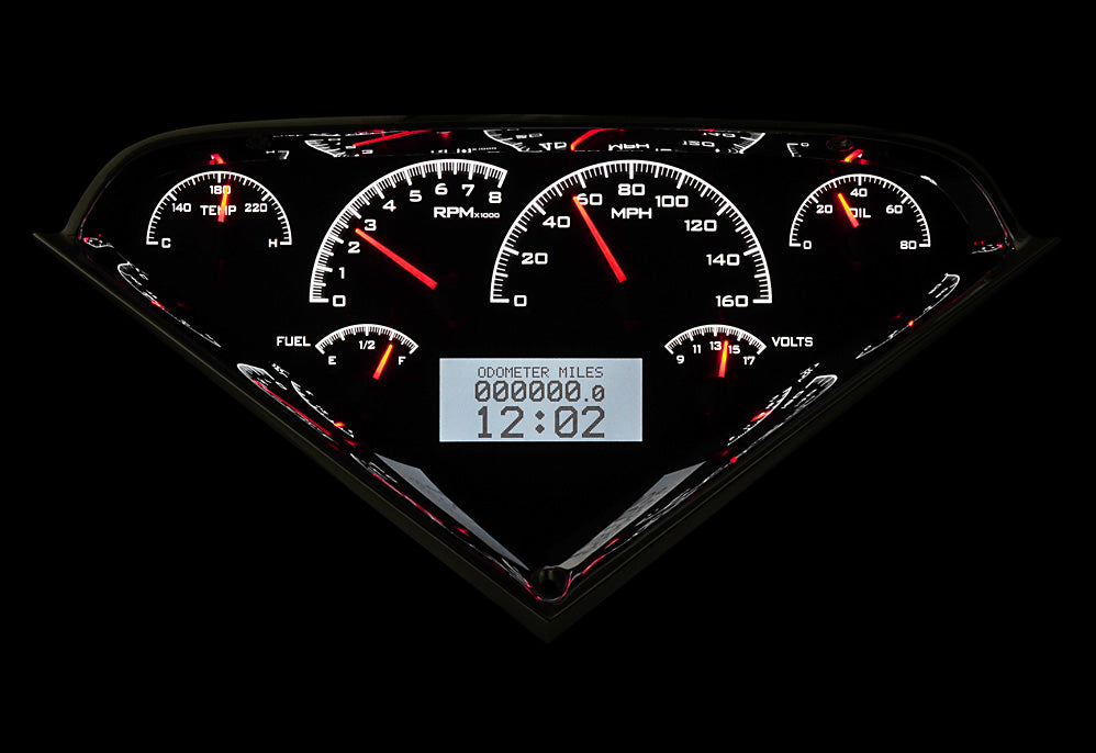 Dakota Digital 1955-1959 Chevrolet Truck VHX Instrument Gauge Cluster- Black Background / White Illumination VHX-55C-PU-K-W