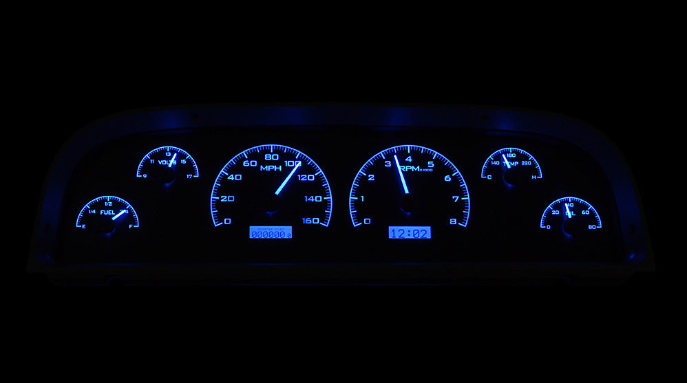 Dakota Digital 1960-1963 Chevrolet Truck VHX Instrument Gauge Cluster-Black Background / Blue Illumination VHX-60C-PU-K-B