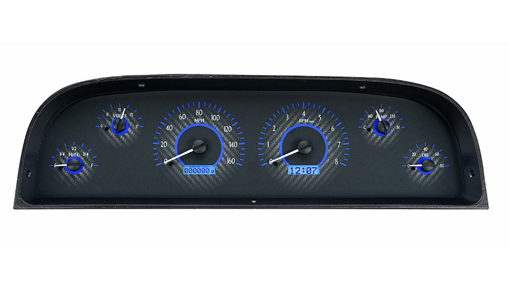 Dakota Digital 1960-1963 Chevrolet Truck VHX Instrument Gauge Cluster-Carbon Background / Blue Illumination VHX-60C-PU-C-B