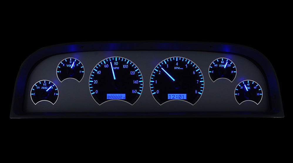 Dakota Digital 1960-1963 Chevrolet Truck VHX Instrument Gauge Cluster-Silver Background / Blue Illumination VHX-60C-PU-S-B