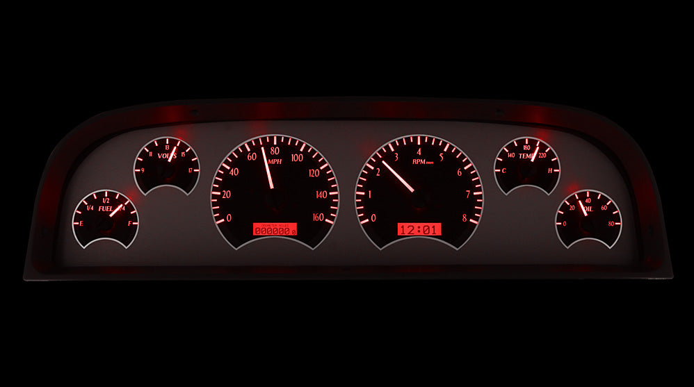 Dakota Digital 1960-1963 Chevrolet Truck VHX Instrument Gauge Cluster-Silver Background / Red Illumination VHX-60C-PU-S-R