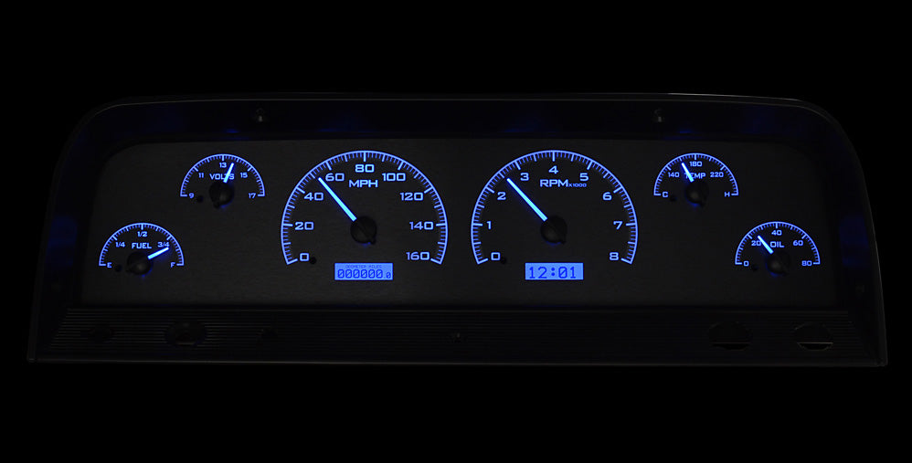 Dakota Digital 1964-1966 Chevrolet Truck VHX Instrument Gauge Cluster-Black Background / Blue Illumination VHX-64C-PU-K-B