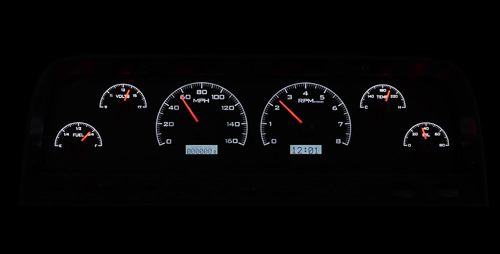 Dakota Digital 1964-1966 Chevrolet Truck VHX Instrument Gauge Cluster-Black Background / White Illumination VHX-64C-PU-K-W