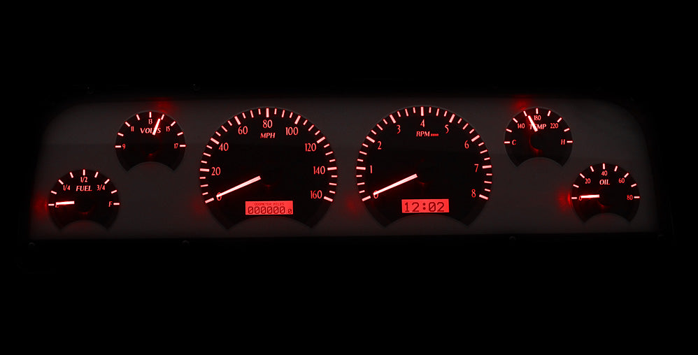 Dakota Digital 1964-1966 Chevrolet Truck VHX Instrument Gauge Cluster-Silver Background / Red Illumination VHX-64C-PU-S-R
