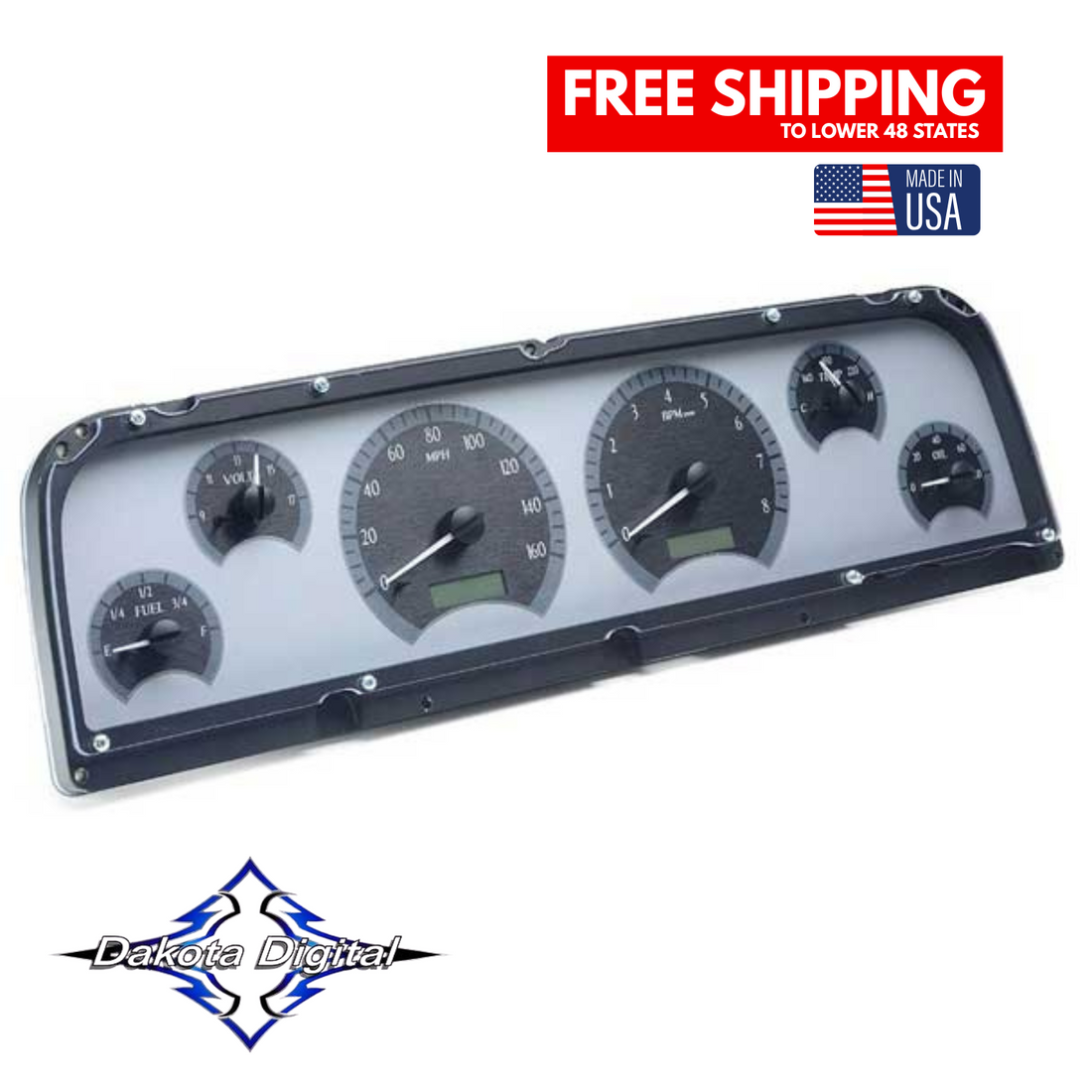 Dakota Digital 1964-1966 Chevrolet Truck VHX Instrument Gauge Cluster-Silver Background / White Illumination VHX-64C-PU-S-W Tuckers Classic Auto Parts