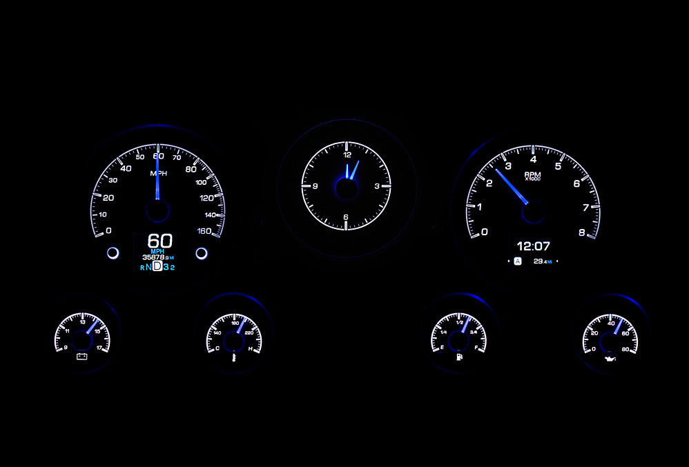 Dakota Digital 1967-1972 Chevrolet & GMC Truck HDX Instrument Gauge Cluster-Silver Alloy Face HDX-67C-PU-S