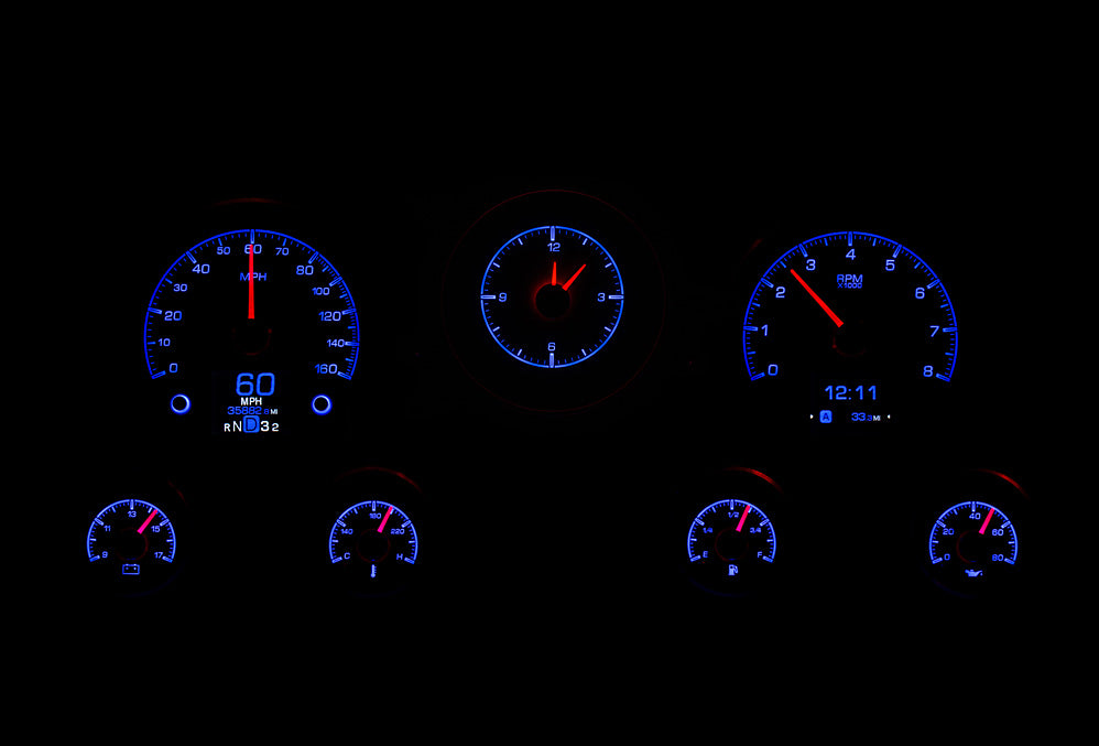 Dakota Digital 1967-1972 Chevrolet & GMC Truck HDX Instrument Gauge Cluster-Silver Alloy Face HDX-67C-PU-S