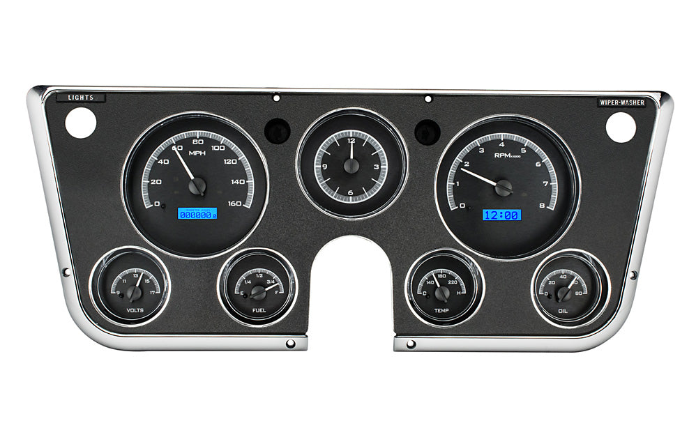 Dakota Digital 1967-1972 Chevrolet & GMC Truck VHX Instrument Gauge Cluster-Black Background / Blue Illumination VHX-67C