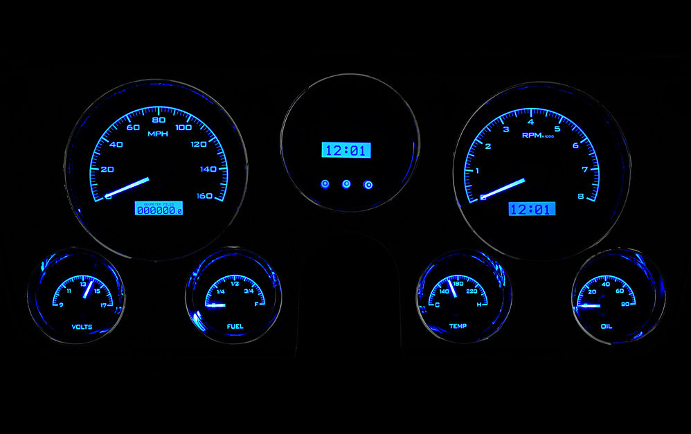 Dakota Digital 1967-1972 Chevrolet & GMC Truck VHX Instrument Gauge Cluster-Black Background / Blue Illumination VHX-67CVHX-67C-PA-K-B