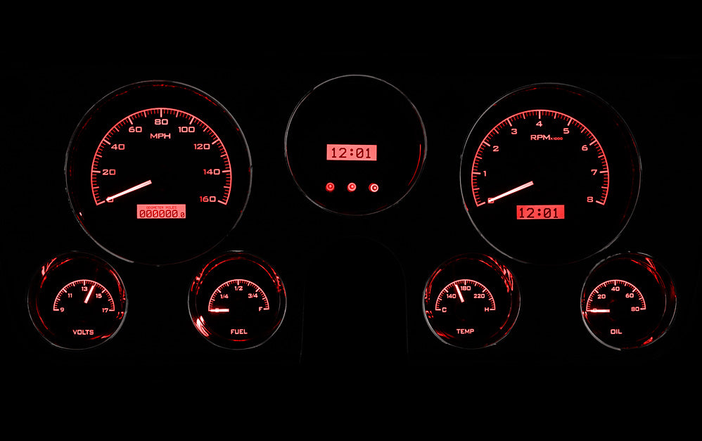 Dakota Digital 1967-1972 Chevrolet & GMC Truck VHX Instrument Gauge Cluster-Black Background / Red Illumination VHX-67C