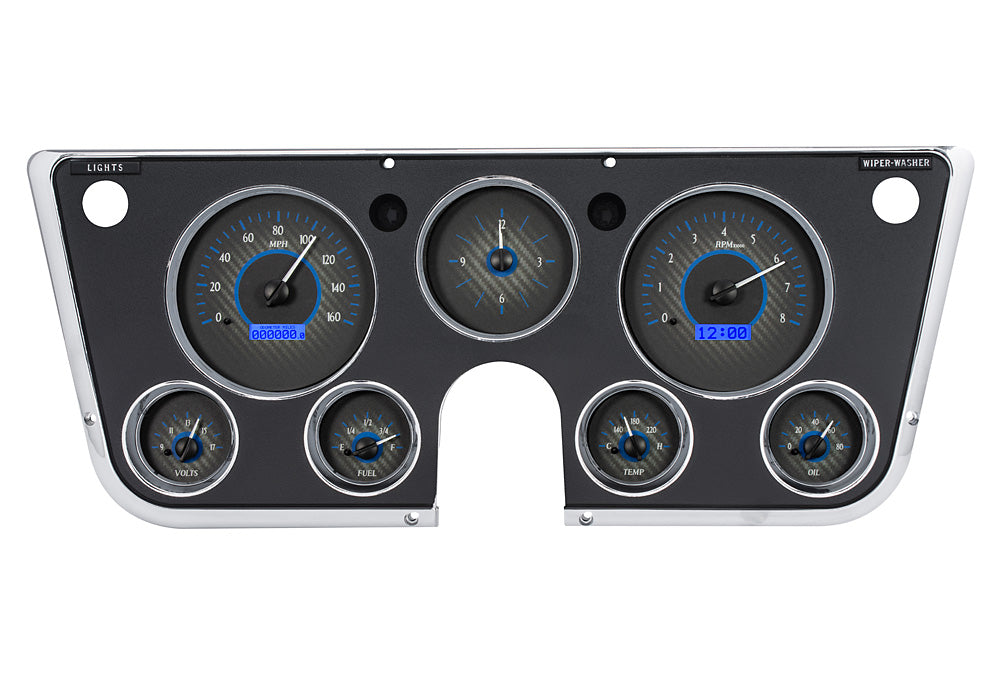 Dakota Digital 1967-1972 Chevrolet & GMC Truck VHX Instrument Gauge Cluster-Carbon Fiber Background / Blue Illumination VHX-67C-PU-C-B