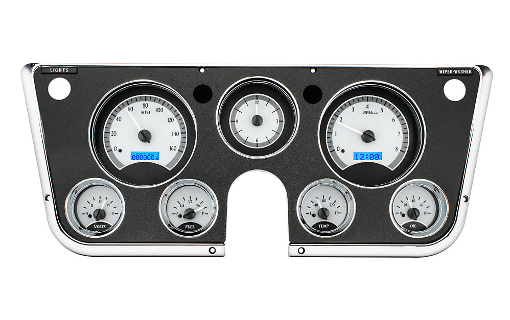 Dakota Digital 1967-1972 Chevrolet & GMC Truck VHX Instrument Gauge Cluster-Silver Background / Blue Illumination VHX-67C-PU