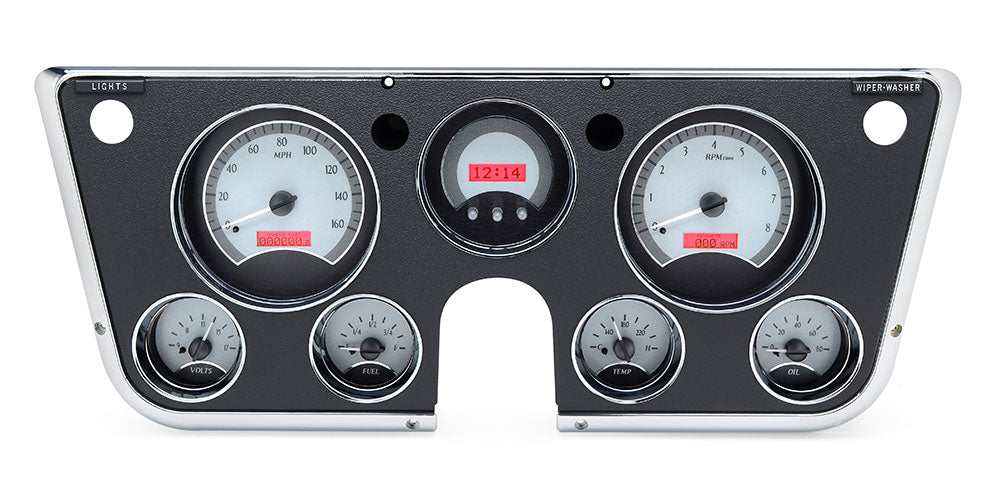Dakota Digital 1967-1972 Chevrolet & GMC Truck VHX Instrument Gauge Cluster-Silver Background / Red Illumination VHX-67C-PU-S-R