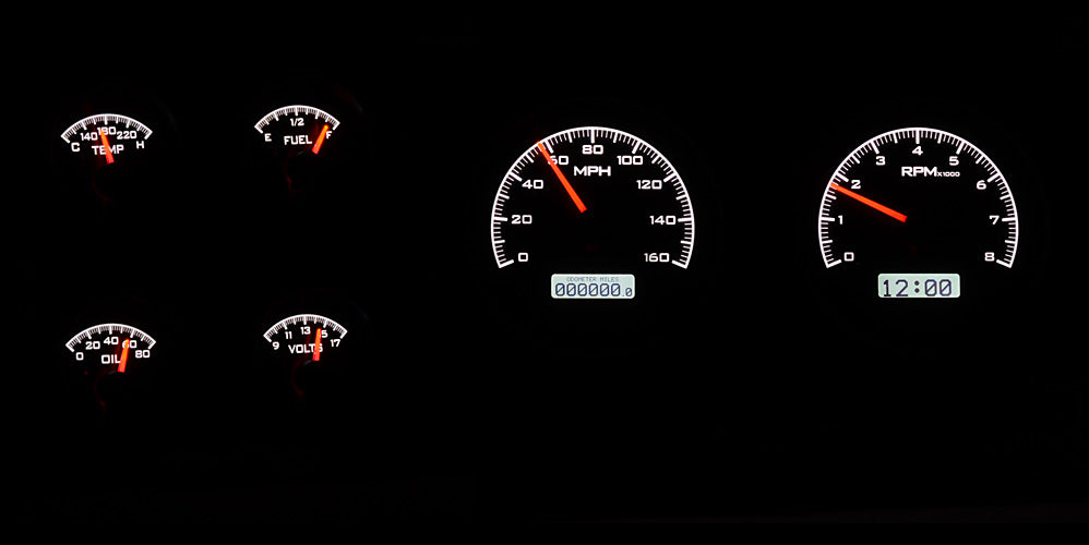Dakota Digital 1973-1987 Chevrolet & GMC Truck VHX Instrument Gauge Cluster-Black Background / White Illumination VHX-73C-PU-K-W