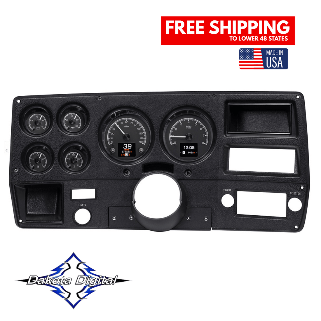 Dakota Digital 1973-1987 Chevrolet & GMC Truck HDX Instrument Gauge Cluster-Black Alloy Face HDX-73C-PU-K Tuckers Classic Auto Parts