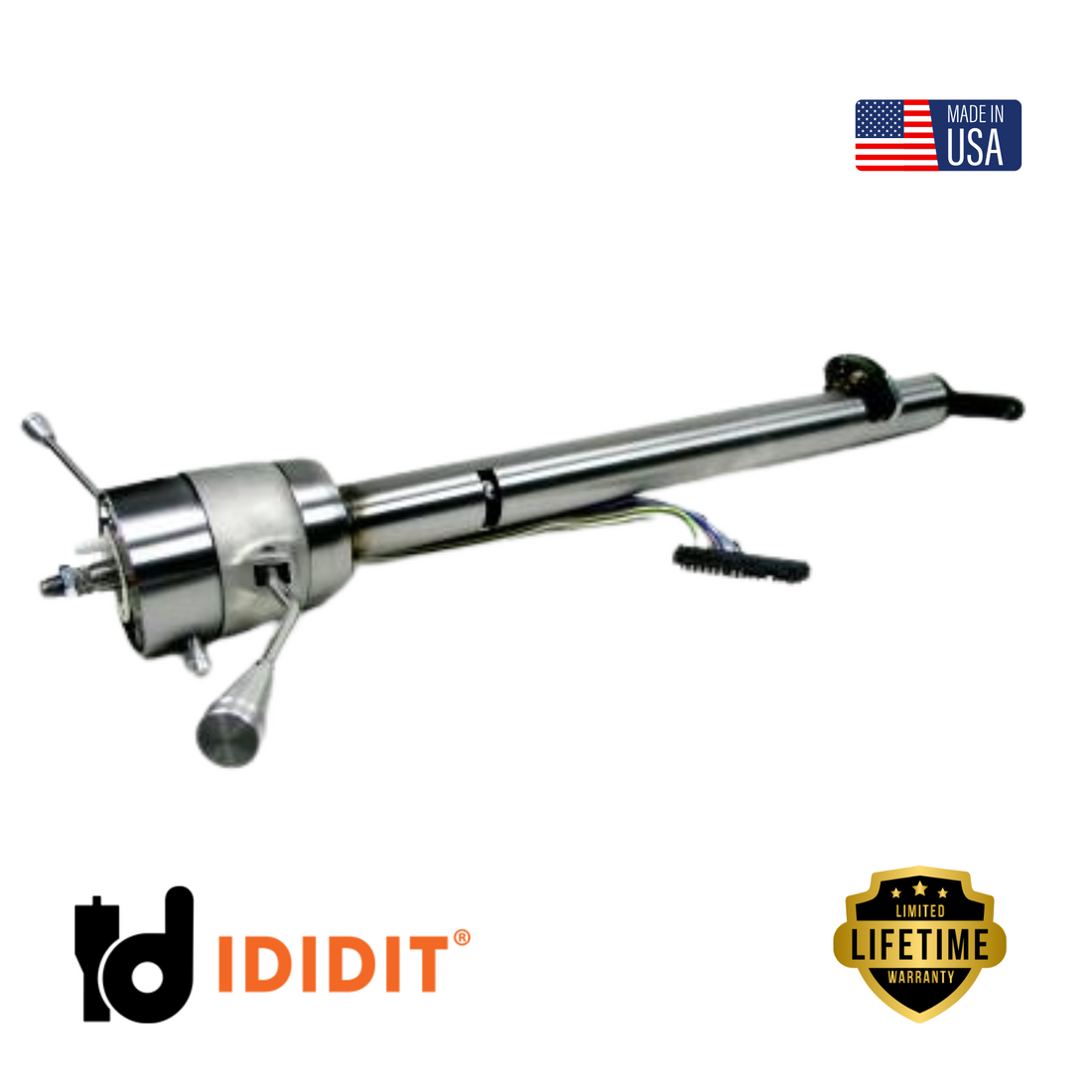 IDIDIT-1957 Chevy Straight Column Shift  Steering Column-Black Powder Coated-1160570051