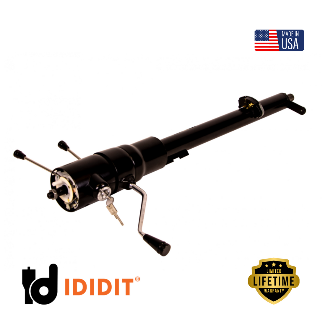 IDIDIT-1973-78 Chevy Truck / 1971-76 Impala Caprice Tilt Column Shift with Ignition-Black Powder Coated-1540760051
