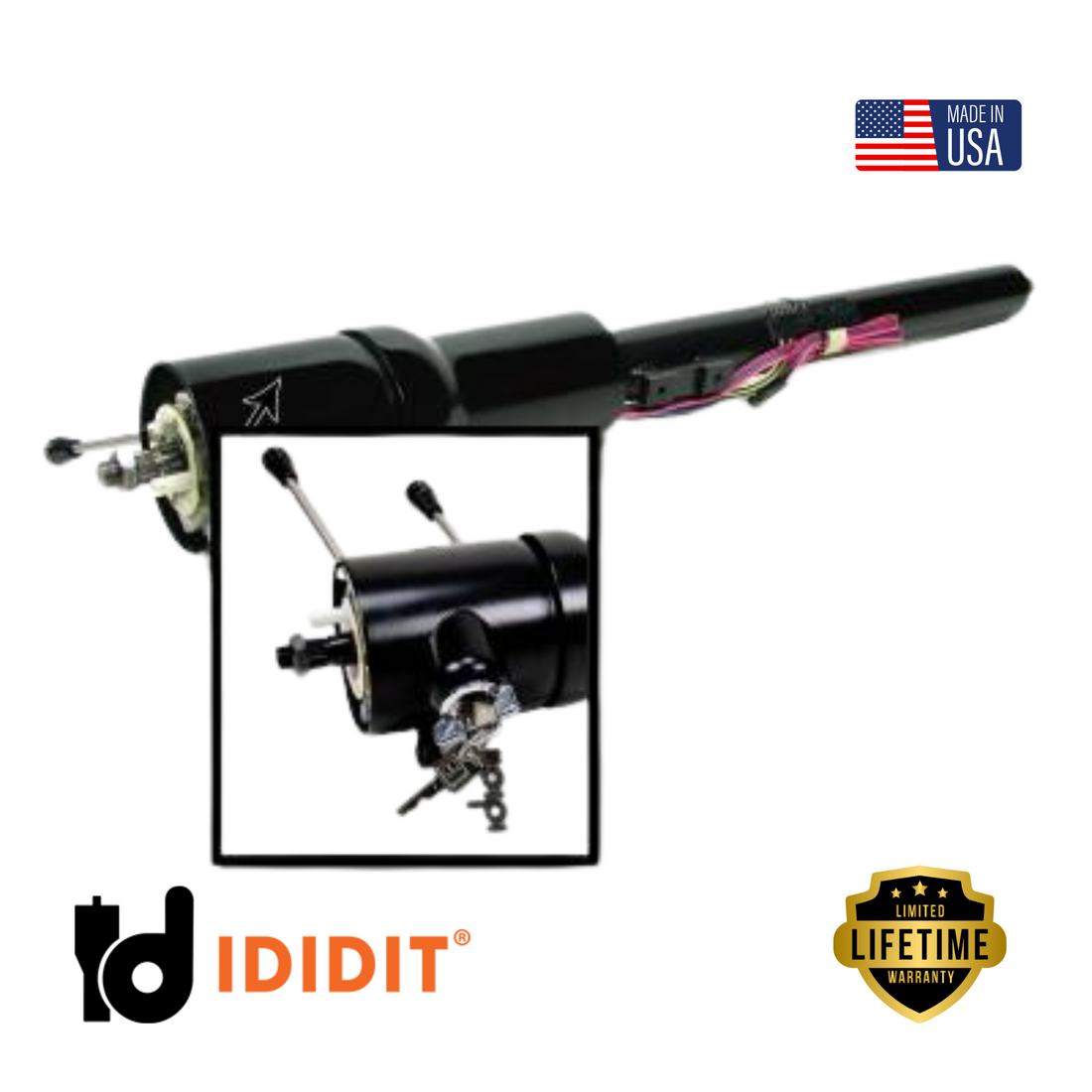 IDIDIT-1973-78 Chevy Truck / 1971-76 Impala Caprice Tilt Floor Shift with Ignition-Black Powder Coated-1520760051