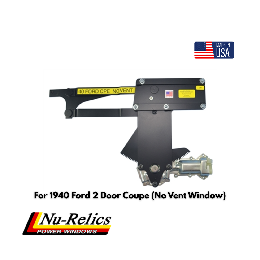 Nu-Relics 1940 Power Window Conversion Kit - Ford 2 Door Coupe (No Vent Window) - 74011-2
