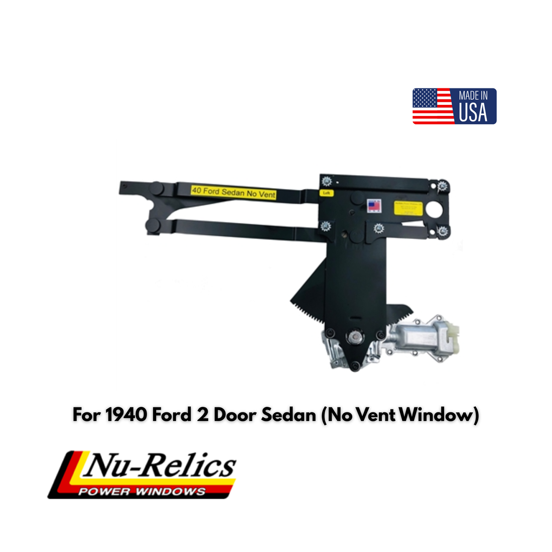 Nu-Relics 1940 Power Window Conversion Kit - Ford 2 Door Sedan (No Vent Window) - 74021-2