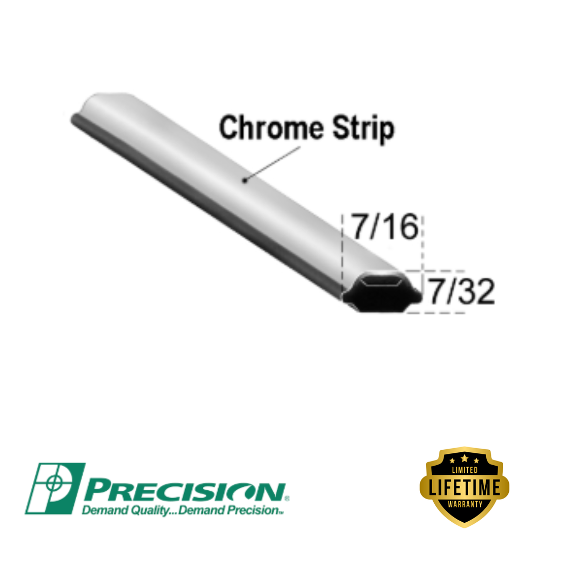 Precision - Universal EPDM rubber with chrome lock strip insert, 50 Feet - 77 500