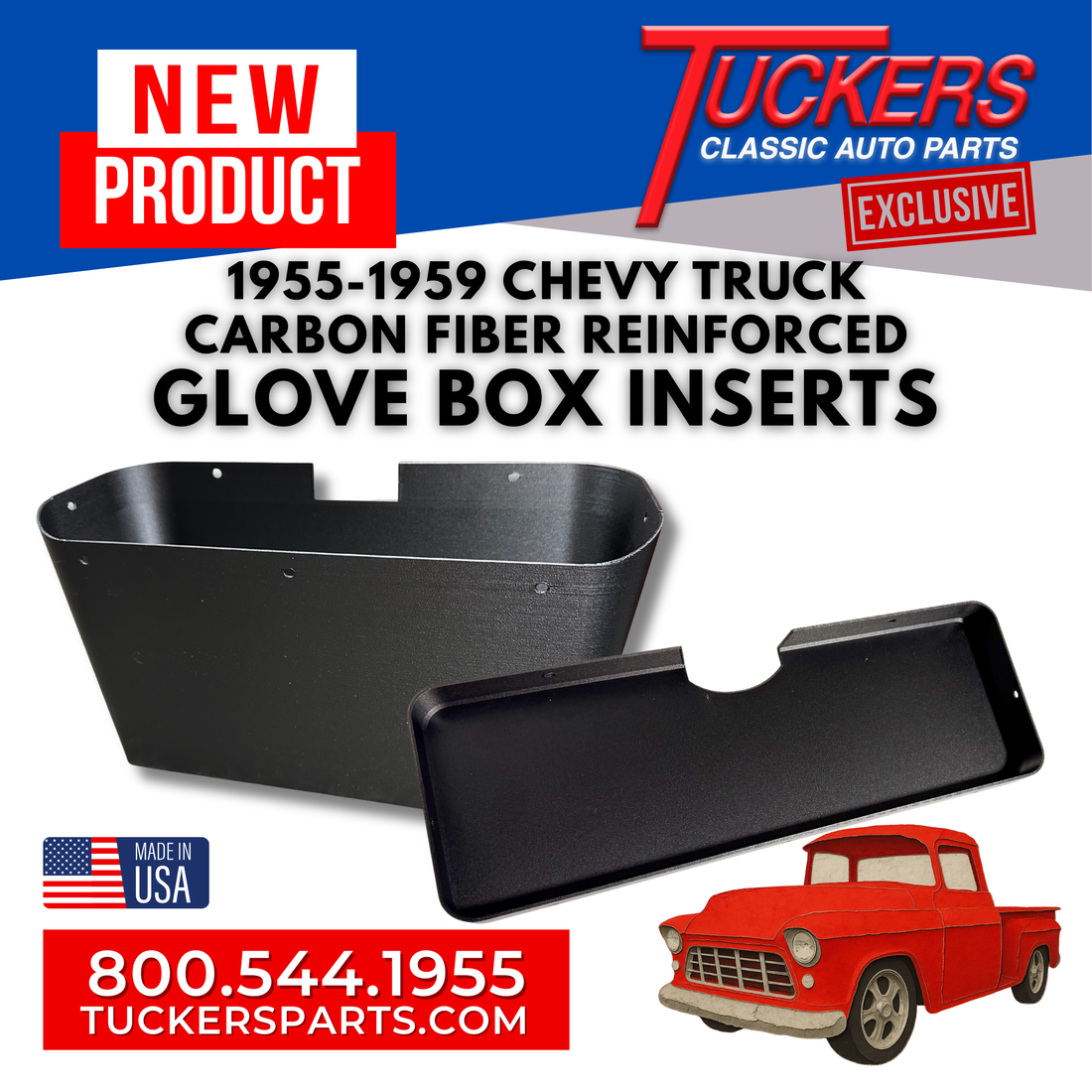 1955-1959 Glove Box Insert Carbon Fiber Reinforced - Chevrolet Truck Tuckers Classic Auto Parts