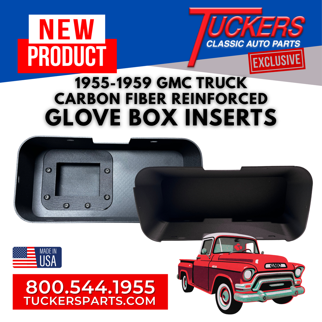1955-1959 Glove Box Insert Carbon Fiber Reinforced - GMC Truck Tuckers Classic Auto Parts