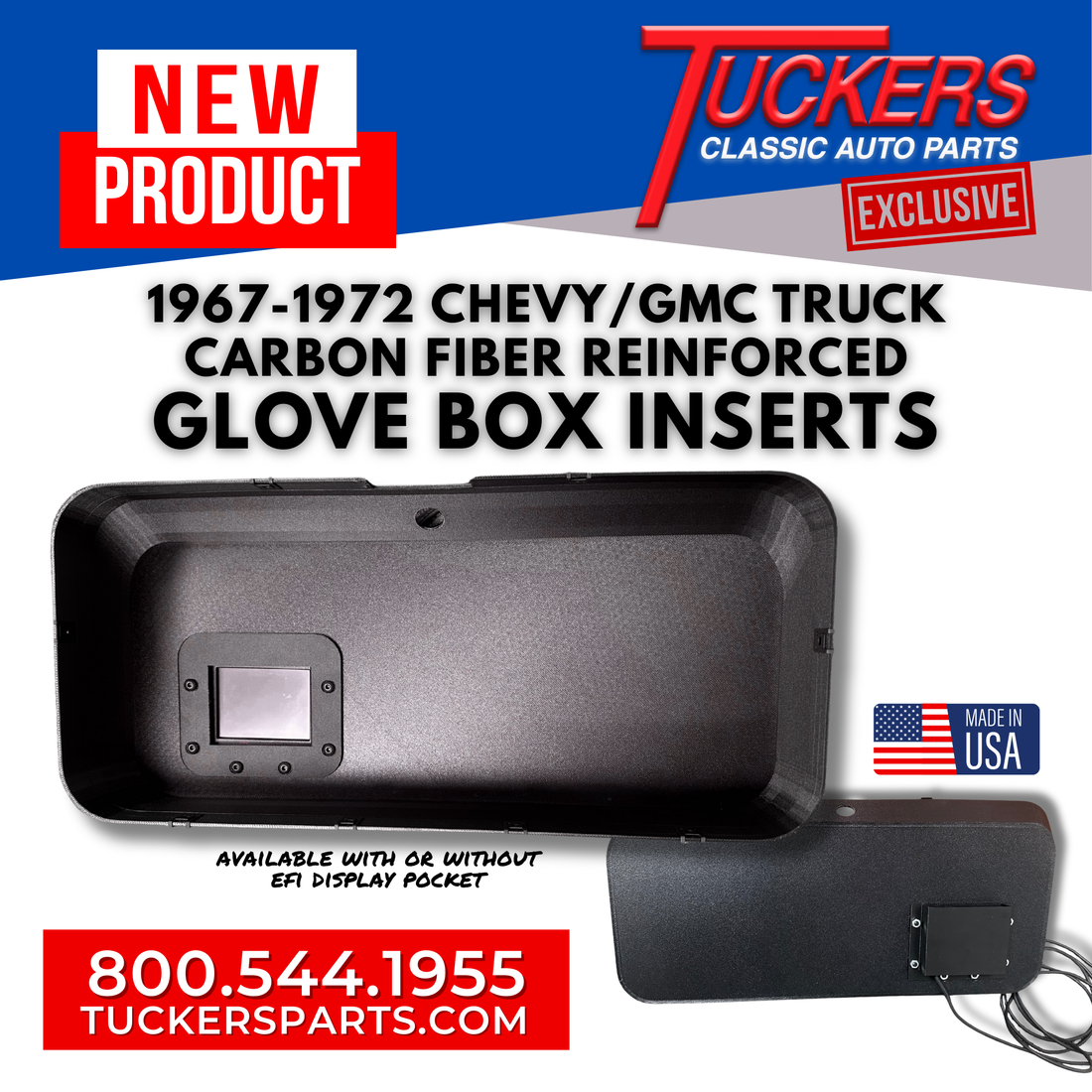 1967-1972 Glove Box Insert Carbon Fiber Reinforced - Chevrolet & GMC Truck Tuckers Classic Auto Parts