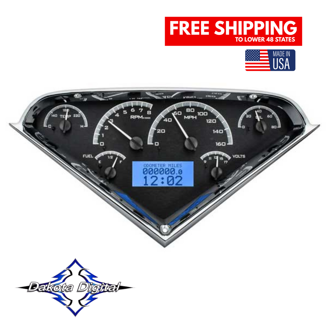 Dakota Digital 1955 1956 1957 1958 1959 Chevy Truck Instrument Gauges Electronic VHX-55C-PU-K-B