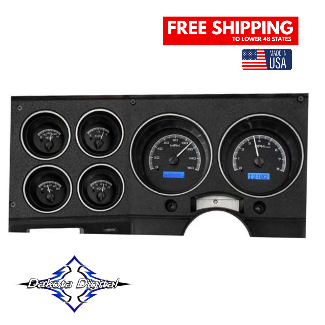1973- 87 Chevy Pickup, 1973- 91 Chevy Blazer, GMC Jimmy and Suburbans VHX Instruments Dakota Digital VHX-73C-PU-K-B Tuckers Classic Auto Parts