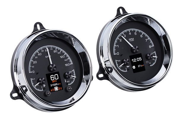 1954-1955 1st Series Chevrolet & GMC Truck HDX Instrument Gauge Cluster - Black Alloy Face HDX-54C-PU-K