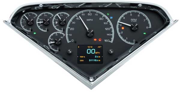 1955 2nd-1959 Chevrolet Truck HDX Instrument Gauge Cluster - Black Alloy Face