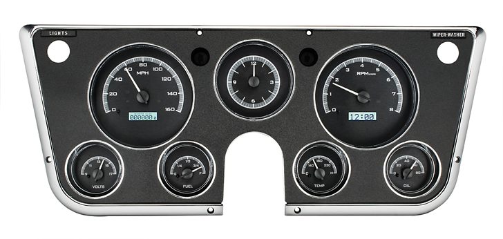 1967-1972 Chevrolet & GMC Truck VHX Instrument Gauge Cluster - Black Face / White Illumination