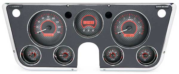1967-1972 Chevrolet & GMC Truck VHX Instrument Gauge Cluster - Carbon Fiber Face / Red Illumination