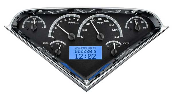 1955 2nd-1959 Chevrolet Truck VHX Instrument Gauge Cluster - Black Face / Blue Illumination VHX-55C-PU-K-B
