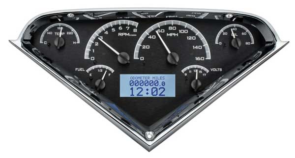 1955 2nd-1959 Chevrolet Truck VHX Instrument Gauge Cluster -  Black Face / White Illumination