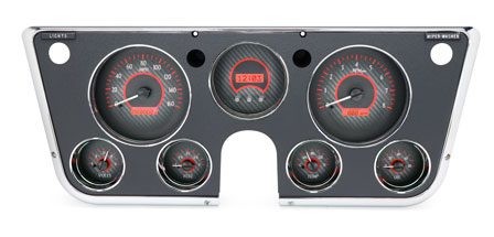 1967-1972 Chevrolet & GMC Truck VHX Instrument Gauge Cluster - Carbon Fiber Face / Red Illumination