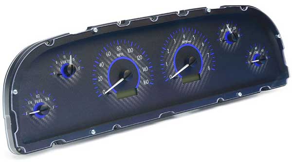 1960-1963 Chevrolet Truck VHX Instrument Gauge Cluster - Carbon Fiber Background / Blue Illumination VHX-60C-PU-C-B Dakota Digital
