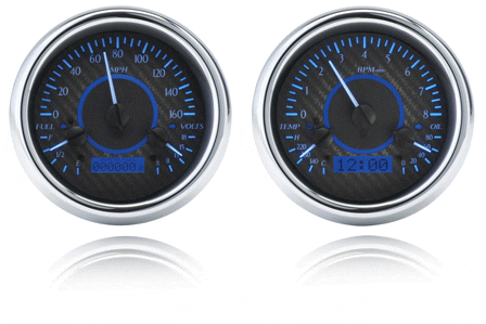 1954-1955 VHX Series Gauge Cluster (Carbon Fiber Face Blue Illumination)